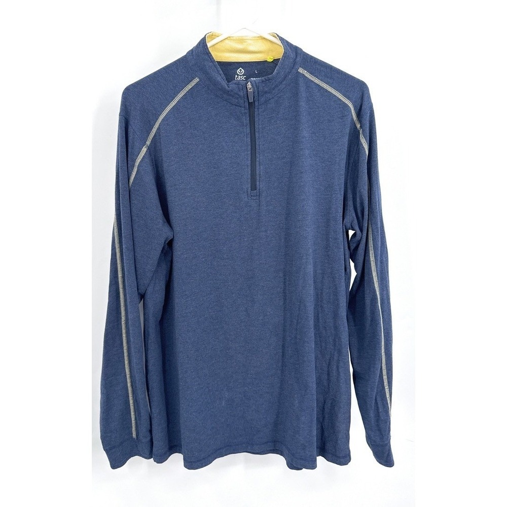 Tasc Performance Mens Large Blue Bamboo Organic Cotton Quarter Zip Pullover L